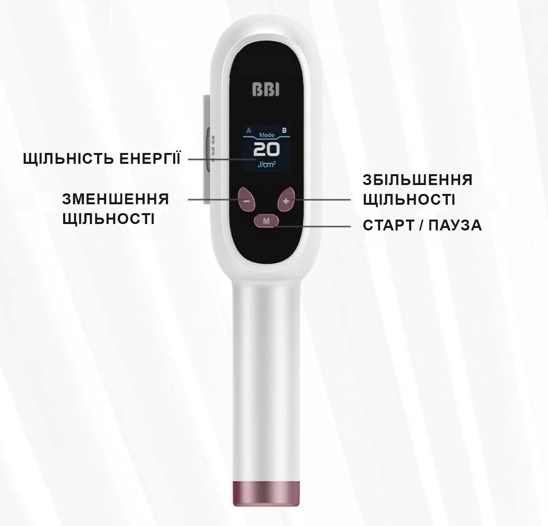 Налаштування щільності на маніпулі апарату для фотоепіляції